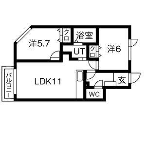 パストラル麻生東A棟(2LDK/3階)の間取り写真