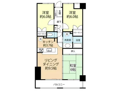 シティパル春日公園(3LDK/2階)の間取り写真