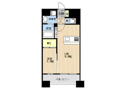 LIBTH旭橋II(1LDK/8階)の間取り写真