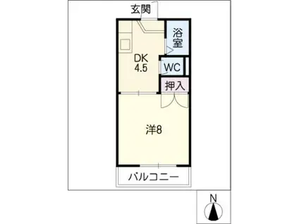 アベニュー朝日ヶ丘(1DK/1階)の間取り写真