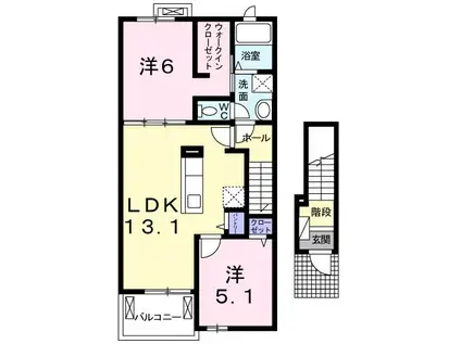 クレアート(2LDK/2階)の間取り写真