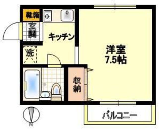 マンションMOMO日野(1K/1階)の間取り写真