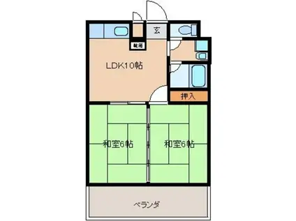 ネクスコート親川(2LDK/1階)の間取り写真