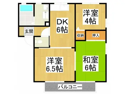 ウエストワンII(3DK/1階)の間取り写真