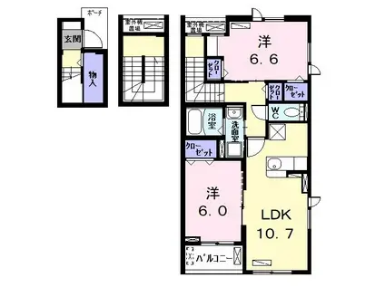 スマイル 1(2LDK/3階)の間取り写真