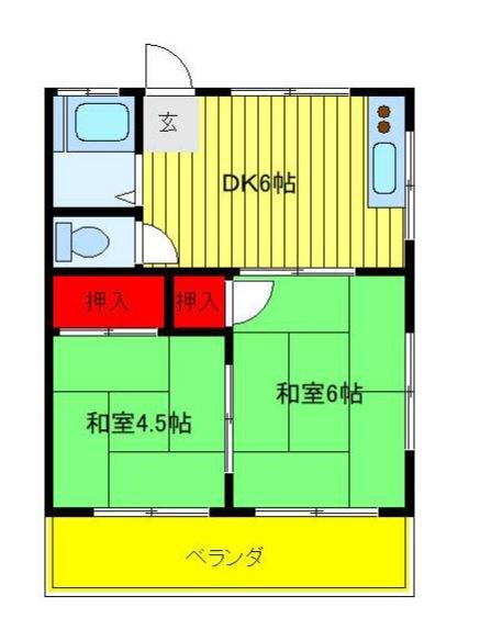 第三鈴太コーポ(2DK/2階)の間取り写真