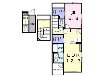 ハーモニーレジデンスパレスフロント(1LDK/2階)の間取り写真