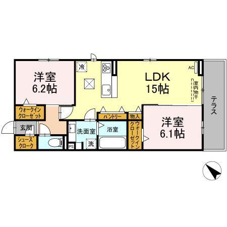 ベルヒルズ(2LDK/1階)の間取り写真