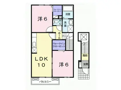 ウェル・パレス II(2LDK/2階)の間取り写真