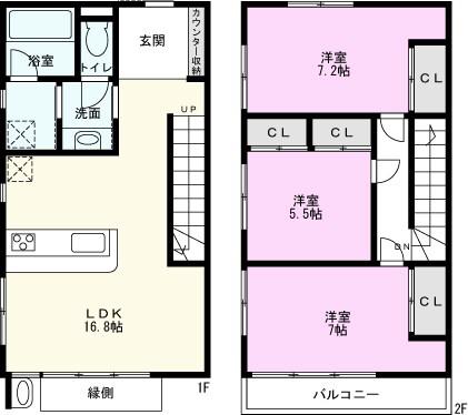 THE ORCHARD YAHATA A棟(3LDK/1階)の間取り写真