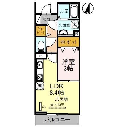 SOLANA II(1LDK/1階)の間取り写真