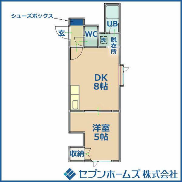 さっけんパレスB(1DK/2階)の間取り写真