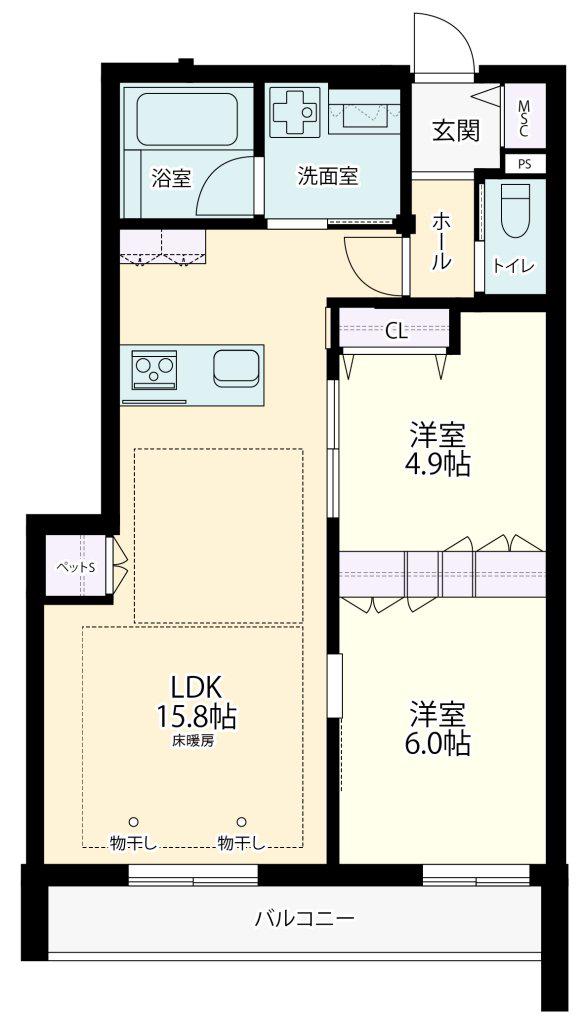 代々木5丁目メゾン(2LDK/2階)の間取り写真