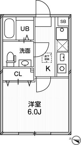 ルクール平和台(1K/1階)の間取り写真