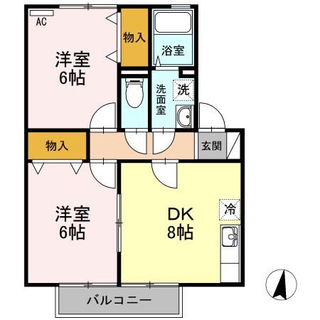 セジュール新市 B棟(2DK/2階)の間取り写真