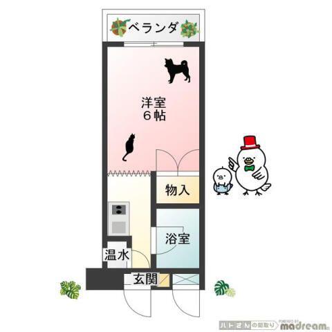 オガワビル(1K/3階)の間取り写真