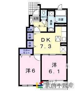 エクセレント・ベル A(2DK/1階)の間取り写真