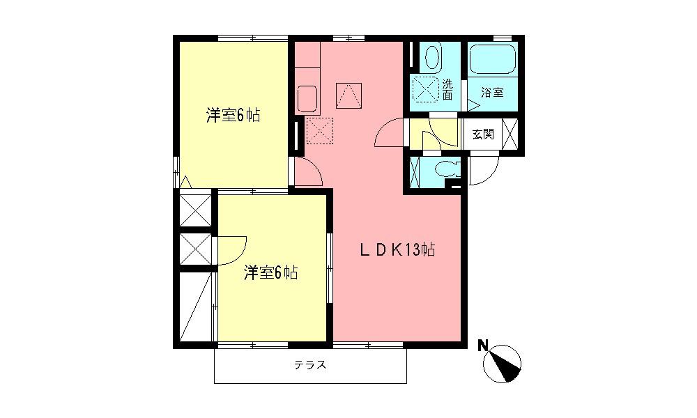 湘南サニーホームズC(2LDK/1階)の間取り写真