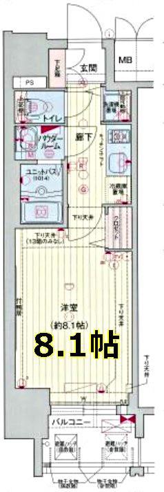 プレサンス東別院駅前(1K/4階)の間取り写真
