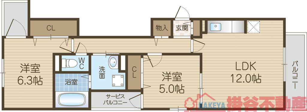 パル茨木(2LDK/3階)の間取り写真