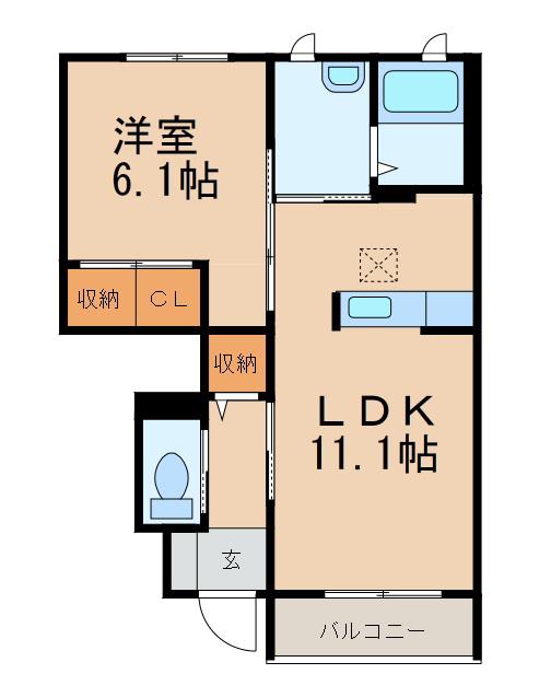 アート・ソレイユ A棟(1LDK/1階)の間取り写真