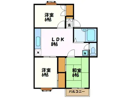 キャッスルK(3LDK/2階)の間取り写真