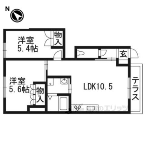 マミーユⅡ(2LDK/1階)の間取り写真