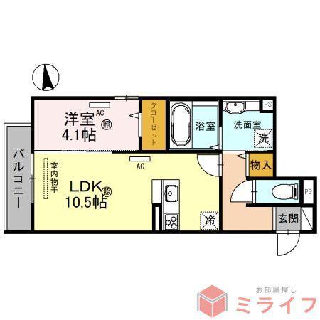 D-ROOM新今里(1LDK/2階)の間取り写真