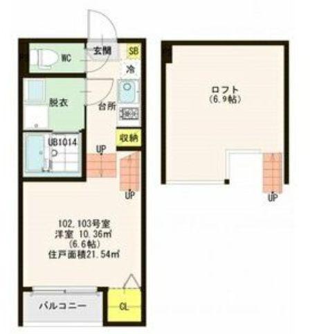 ハーモニーテラス東仙台IV(1K/1階)の間取り写真