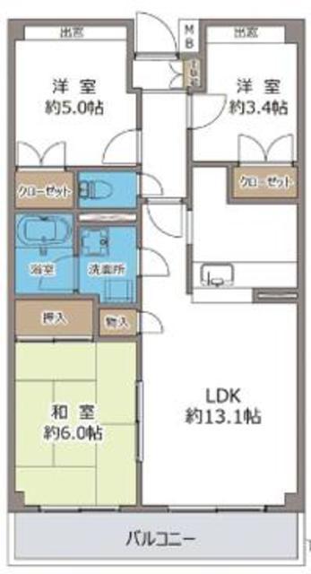 リヴェール相模大野(3LDK/2階)の間取り写真
