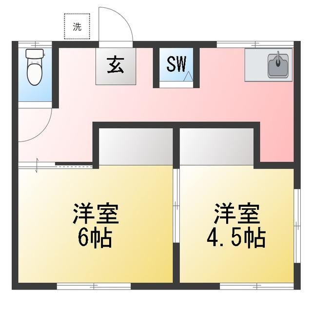 聖和コーポ(2K/2階)の間取り写真