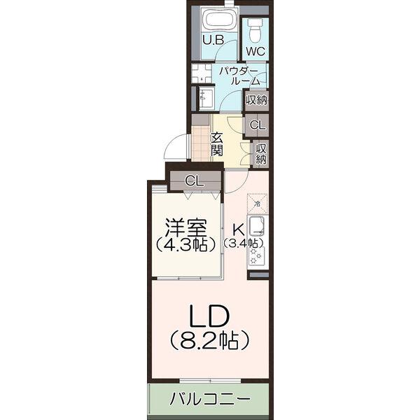 NODE プラス TSURUMAI(1LDK/2階)の間取り写真