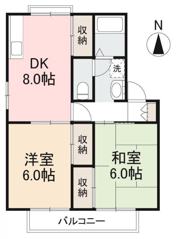 アドバンス香西(2DK/2階)の間取り写真