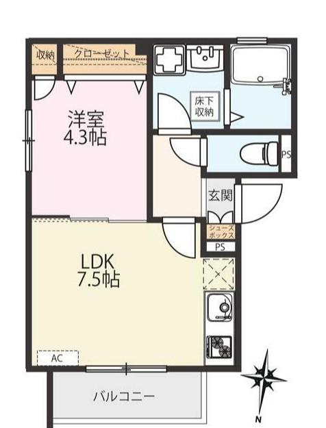 ル・ヴィラージュ北小岩(1LDK/1階)の間取り写真