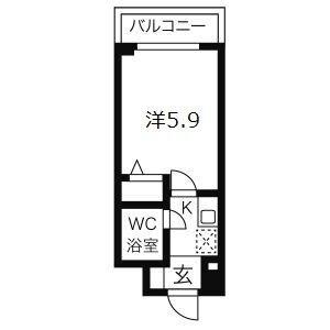 エスリード三宮第2(1K/4階)の間取り写真