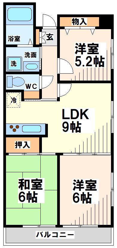 メインステイ関町(3LDK/4階)の間取り写真