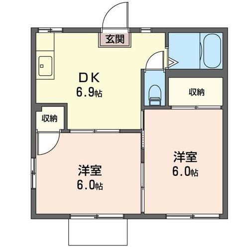 コーポ華(2DK/1階)の間取り写真