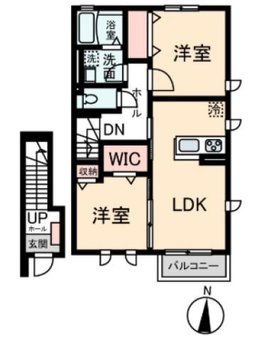 ＪＲ埼京線 戸田公園駅 徒歩10分 2階建 新築(2DK/2階)の間取り写真