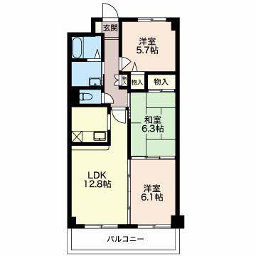 ベルデ中野館(3LDK/4階)の間取り写真