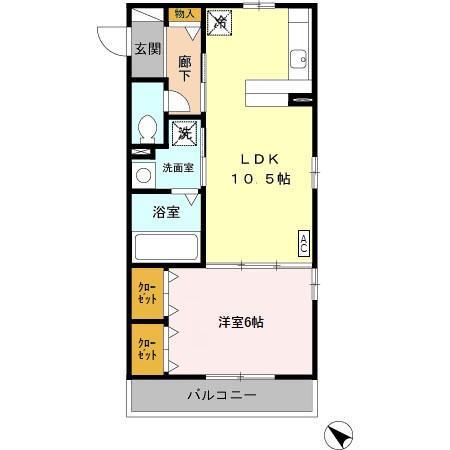 ONE LOVE(1LDK/1階)の間取り写真