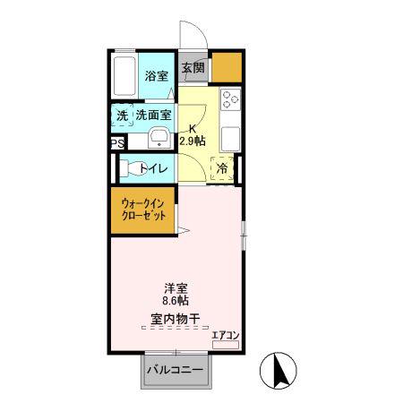 パトリア大手町(1K/2階)の間取り写真