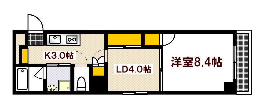 エイトバレー広島駅前通 (2K/7階)の間取り写真