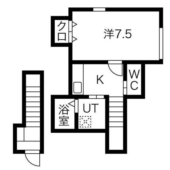 ブラン東照宮I(1K/2階)の間取り写真