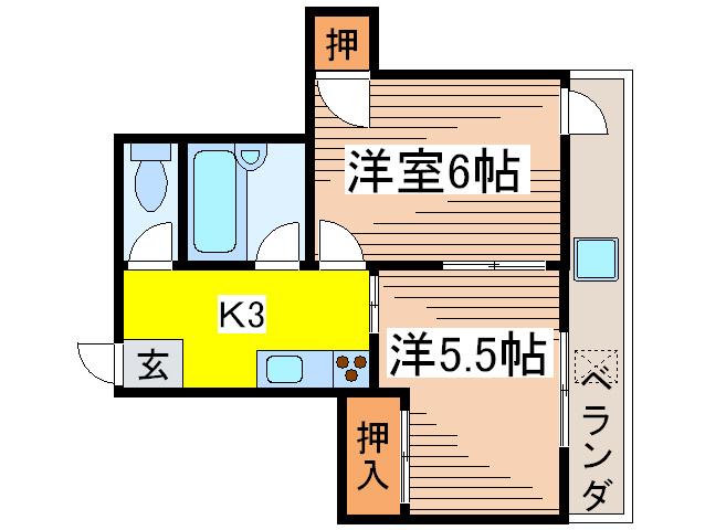 NODAビル(2K/3階)の間取り写真