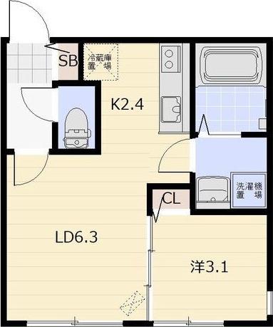 ＪＲ函館本線 手稲駅 徒歩7分 4階建 築1年(1LDK/3階)の間取り写真