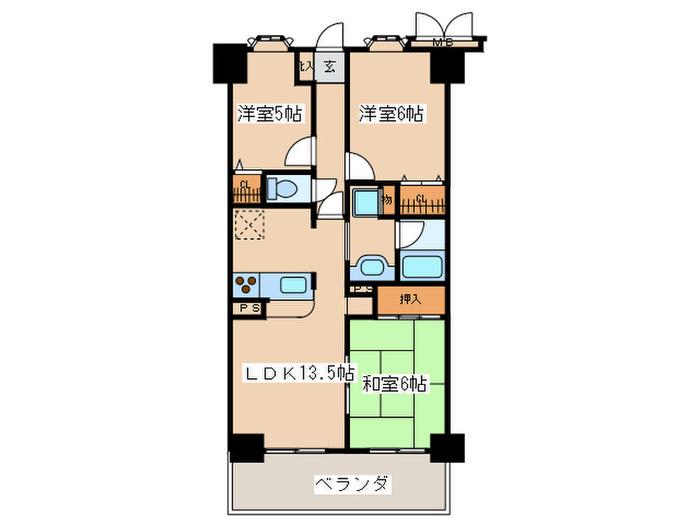 ダイアパレス本厚木ラクラッセ(3LDK/3階)の間取り写真