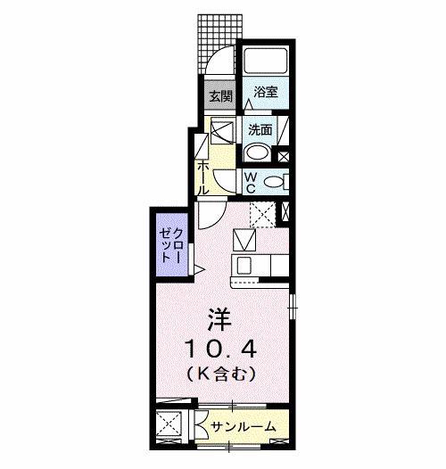 クレアガーデン大高台(ワンルーム/1階)の間取り写真