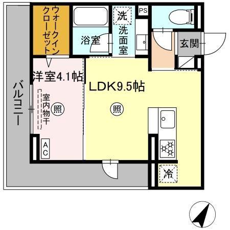 D-ROOMサンライズ A棟(1LDK/3階)の間取り写真