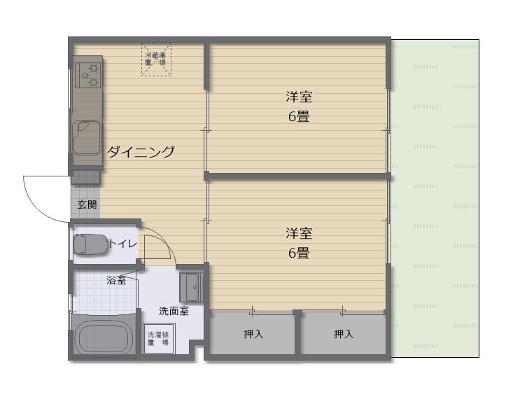 ハイツ横根(2DK/1階)の間取り写真