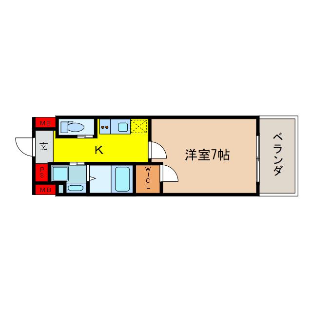 ビガーポリス405同心III(1K/8階)の間取り写真